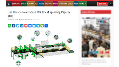 Lineomatic to introduce FSS 165 at upcoming Paperex 2019